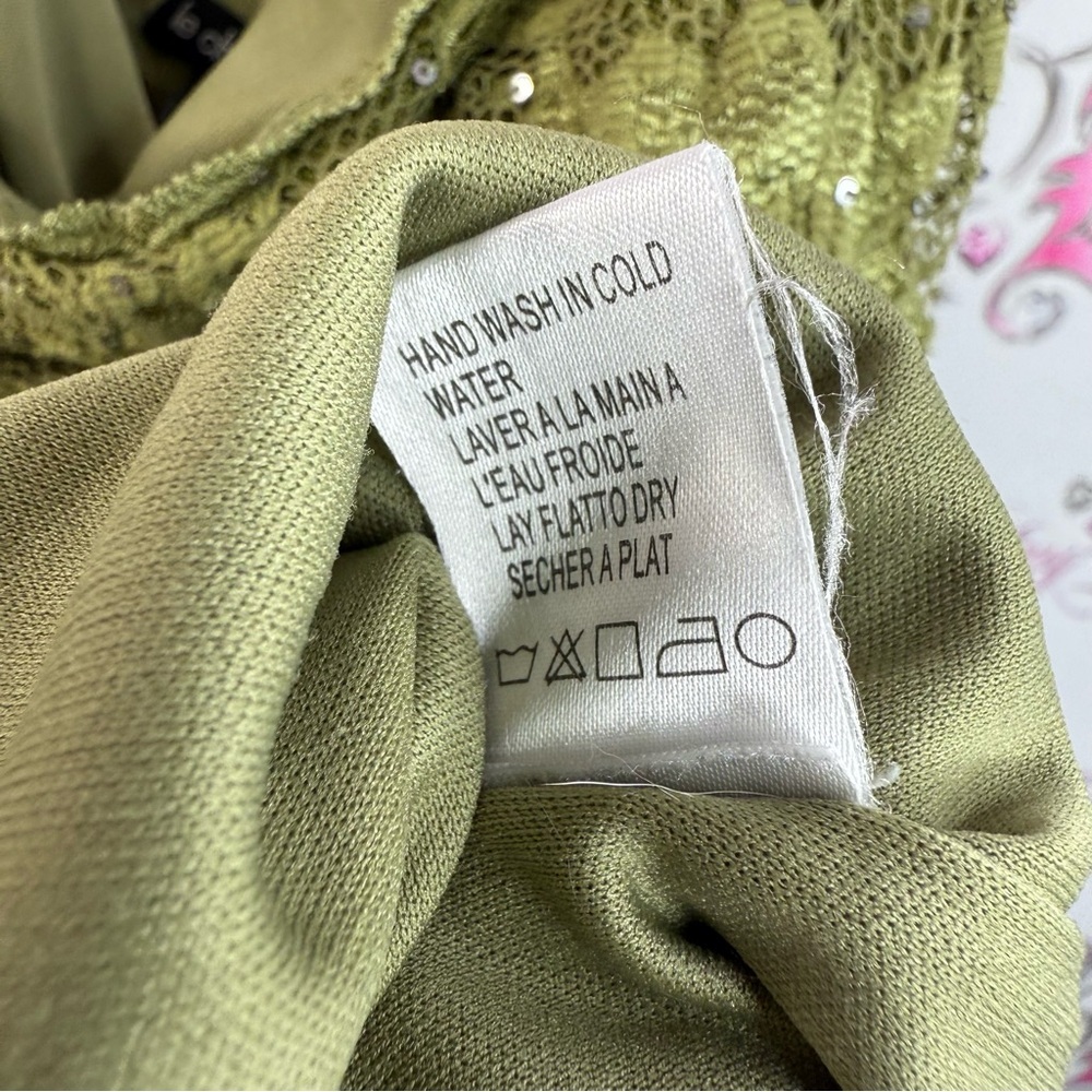 La chateau strapless top Olive Green shirt sequin Lace Cowl Neck Tank Top - Picture 10 of 11